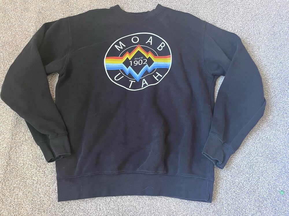 Moab Utah Graphic Pullover Sweatshirt Black Size Large H